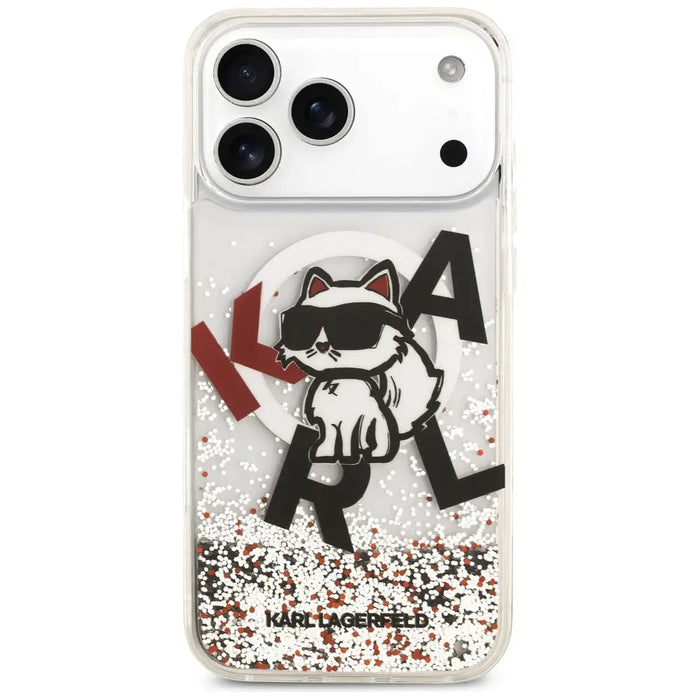 Karl Lagerfeld Liquid Glitter Choupette Logo MagSafe Case for iPhone 17 Pro Max - Clear - Cell phone cases