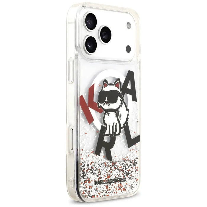 Karl Lagerfeld Liquid Glitter Choupette Logo MagSafe Case for iPhone 17 Pro Max - Clear - Cell phone cases