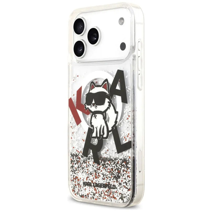 Karl Lagerfeld Liquid Glitter Choupette Logo MagSafe Case for iPhone 17 Pro Max - Clear - Cell phone cases