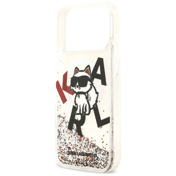 Karl Lagerfeld Liquid Glitter Choupette Logo MagSafe Case for iPhone 17 Pro Max - Clear - Cell phone cases