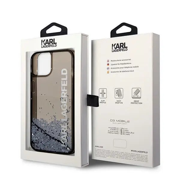 Karl Lagerfeld Liquid Glitter Elong case for iPhone 14 Plus - black - Cell phone cases and covers<<<HurtelXML
