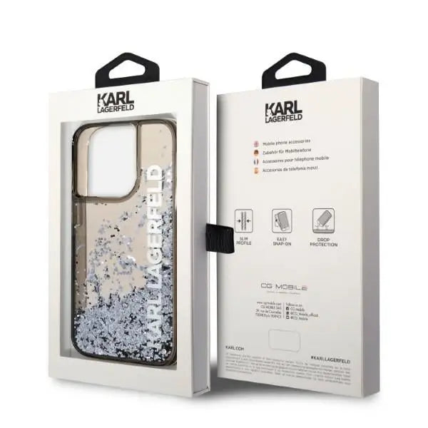 Karl Lagerfeld Liquid Glitter Elong case for iPhone 14 Pro - black - Cell phone cases and covers<<<HurtelXML