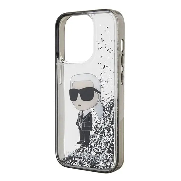 Karl Lagerfeld Liquid Glitter Ikonik case for iPhone 15 Pro Max - transparent - Cell phone cases and covers<<<HurtelXML