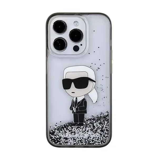 Karl Lagerfeld Liquid Glitter Ikonik case for iPhone 15 Pro Max - transparent - Cell phone cases and covers<<<HurtelXML