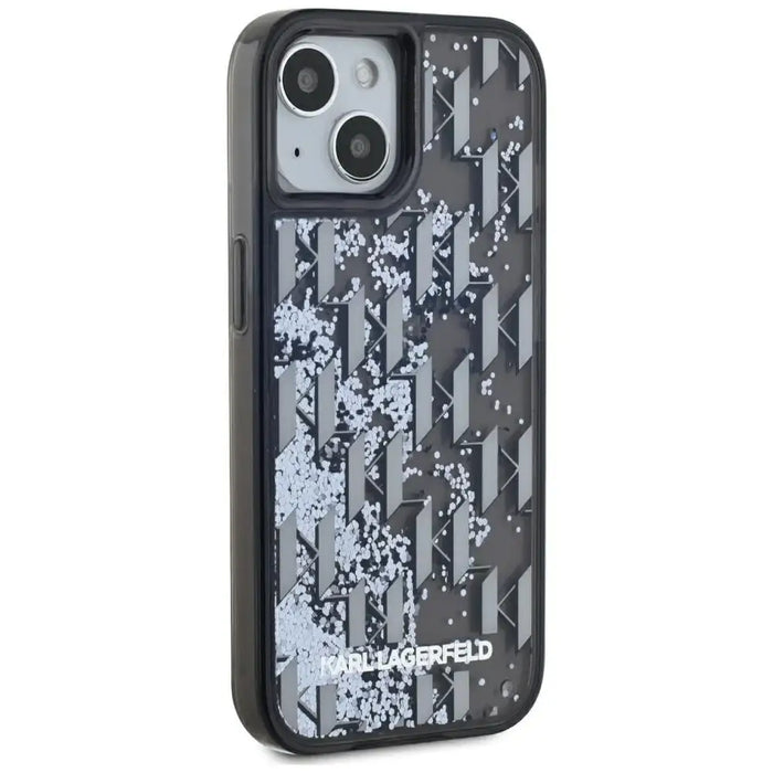 Karl Lagerfeld Liquide Glitter Monogram Gradient iPhone 15 Case - Black - Cell phone cases and covers<<<HurtelXML