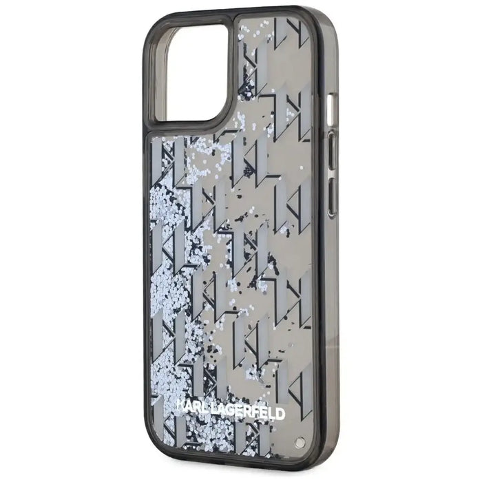 Karl Lagerfeld Liquide Glitter Monogram Gradient iPhone 15 Case - Black - Cell phone cases and covers<<<HurtelXML