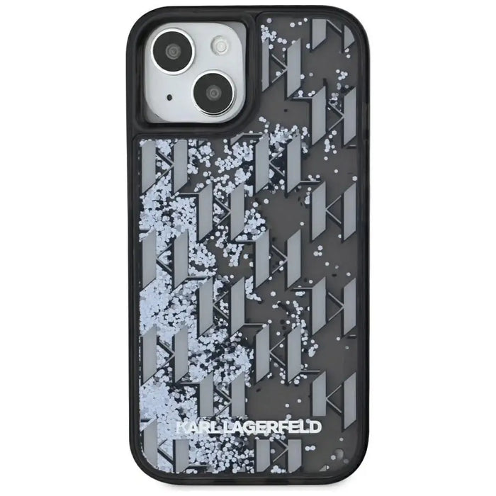 Karl Lagerfeld Liquide Glitter Monogram Gradient iPhone 15 Case - Black - Cell phone cases and covers<<<HurtelXML