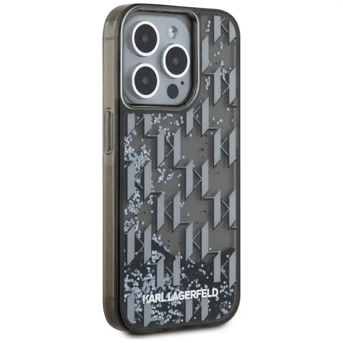 Karl Lagerfeld Liquide Glitter Monogram Gradient iPhone 15 Pro Case - Black - Cell phone cases and covers<<<HurtelXML