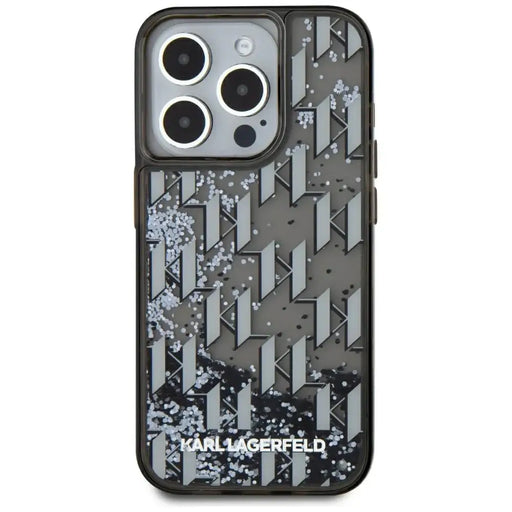 Karl Lagerfeld Liquide Glitter Monogram Gradient iPhone 15 Pro Max Case - Black - Cell phone cases