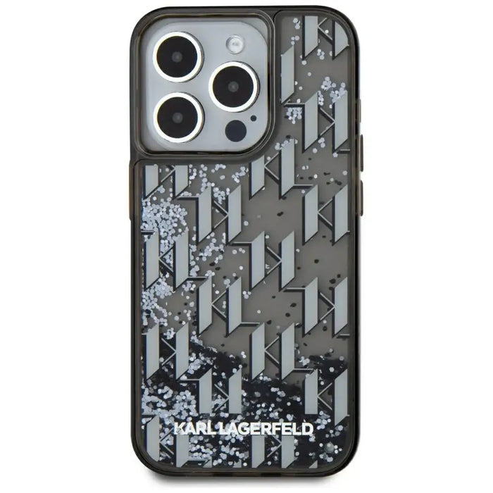 Karl Lagerfeld Liquide Glitter Monogram Gradient iPhone 15 Pro Max Case - Black - Cell phone cases