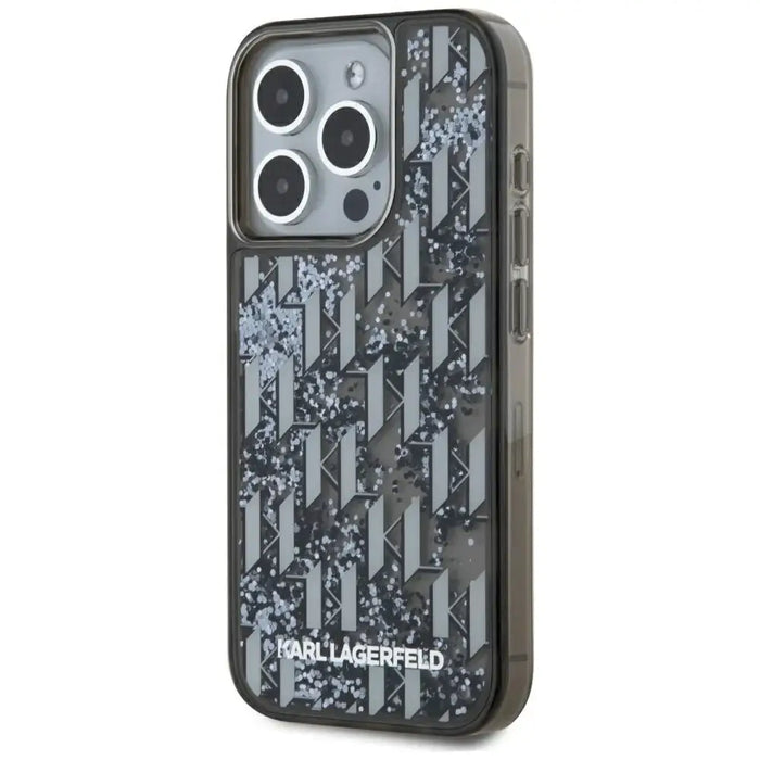 Karl Lagerfeld Liquide Glitter Monogram Gradient iPhone 15 Pro Max Case - Black - Cell phone cases