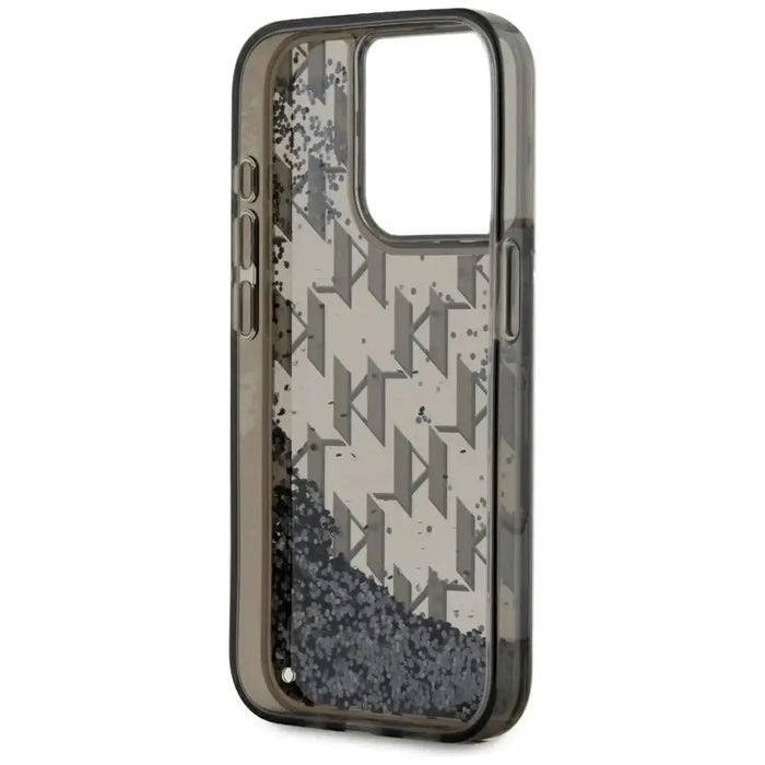 Karl Lagerfeld Liquide Glitter Monogram Gradient iPhone 15 Pro Max Case - Black - Cell phone cases