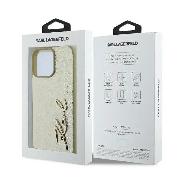 Karl Lagerfeld Metal Signature iPhone 16 Pro Case - Gold - Cell phone cases and covers<<<HurtelXML
