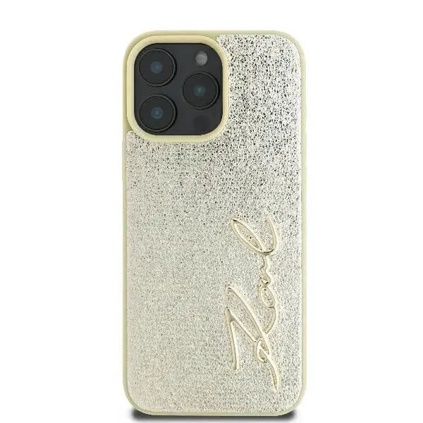 Karl Lagerfeld Metal Signature iPhone 16 Pro Case - Gold - Cell phone cases and covers<<<HurtelXML