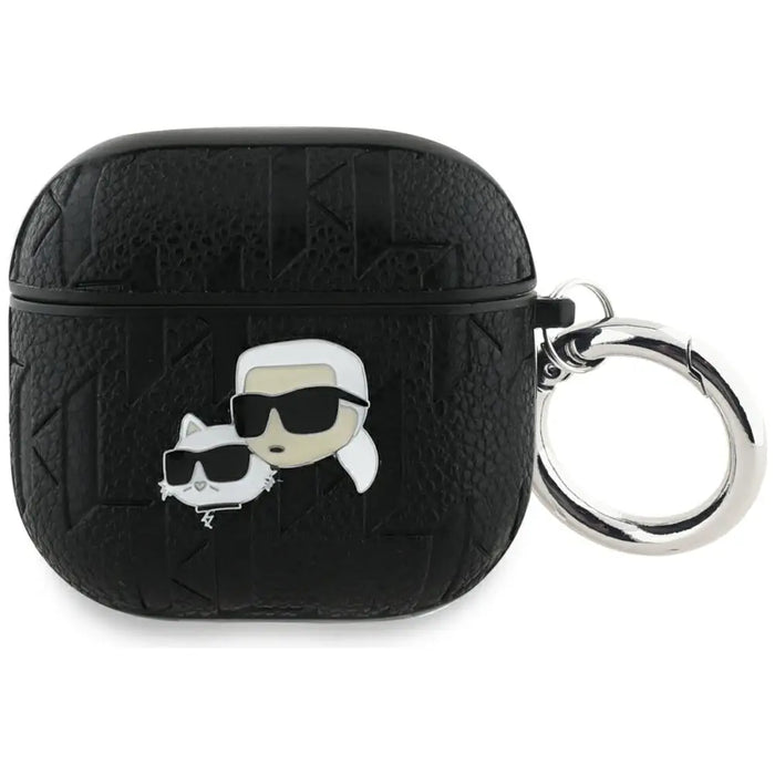 Karl Lagerfeld Monogram Karl & Choupette Head Case for AirPods 4 - Black - Cell phone cases and covers<<<HurtelXML