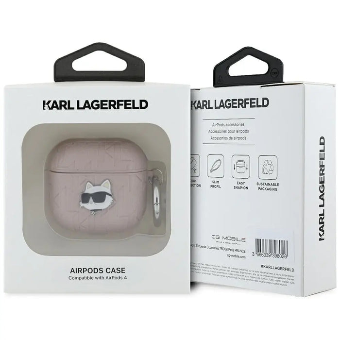 Karl Lagerfeld Monogram Choupette Head Case for AirPods 4 - Pink - Cell phone cases and covers<<<HurtelXML