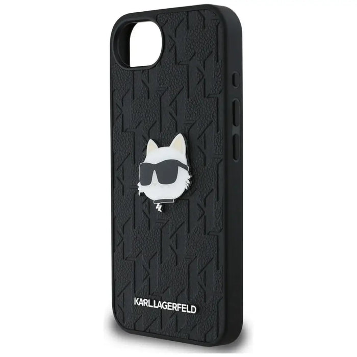 Karl Lagerfeld Monogram Choupette Head Pin iPhone 16e Case - Black - Cell phone cases and covers<<<HurtelXML