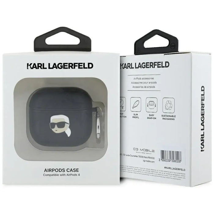 Karl Lagerfeld Monogram Karl Head Case for AirPods 4 - Black - Cell phone cases and covers<<<HurtelXML
