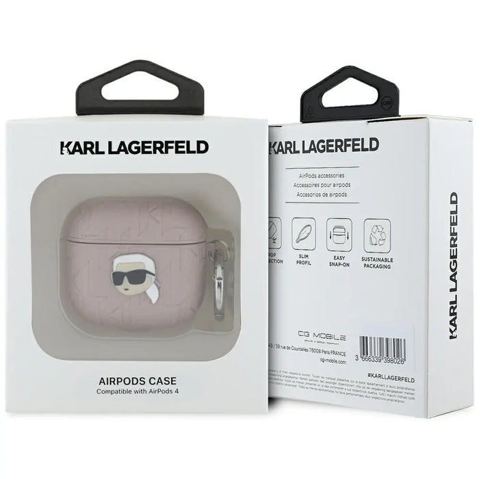 Karl Lagerfeld Monogram Karl Head Case for AirPods 4 - Pink - Cell phone cases and covers<<<HurtelXML