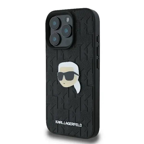 Karl Lagerfeld Monogram Karl Head Pin Case for iPhone 16 Pro 6.3’’ Black - Cell phone cases and covers<<<HurtelXML