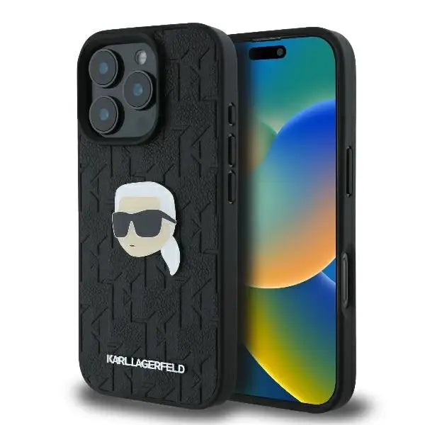 Karl Lagerfeld Monogram Karl Head Pin Case for iPhone 16 Pro 6.3’’ Black - Cell phone cases and covers<<<HurtelXML