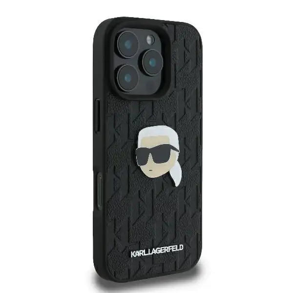 Karl Lagerfeld Monogram Karl Head Pin iPhone 16 Pro Max Case - Black - Cell phone cases and covers<<<HurtelXML