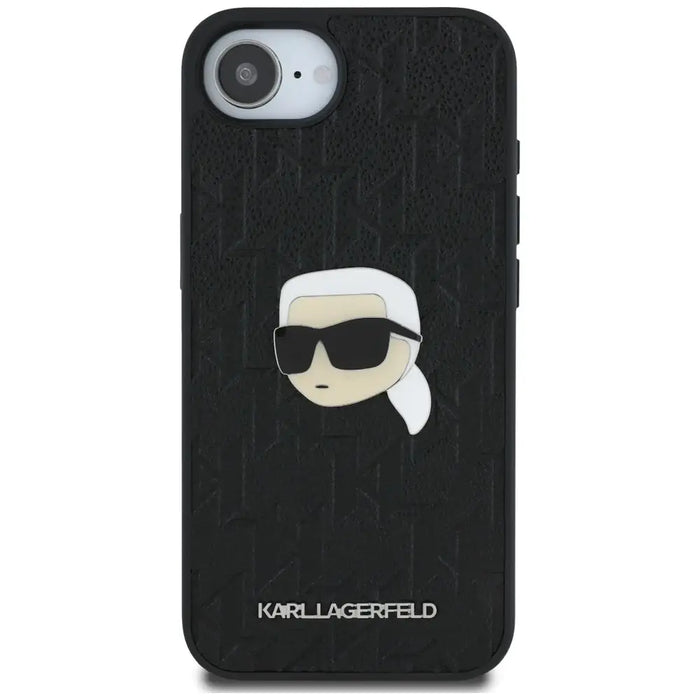 Karl Lagerfeld Monogram Karl Head Pin iPhone 16e Case - Black - Cell phone cases and covers<<<HurtelXML