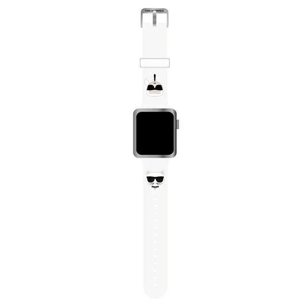 Karl Lagerfeld Pasek KLAWLSLCKW Apple Watch 42/44/45mm biały/white strap Silicone Karl & Choupette Heads - Other cell