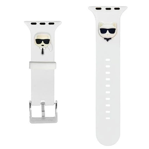 Karl Lagerfeld Pasek KLAWLSLCKW Apple Watch 42/44/45mm biały/white strap Silicone Karl & Choupette Heads - Other cell