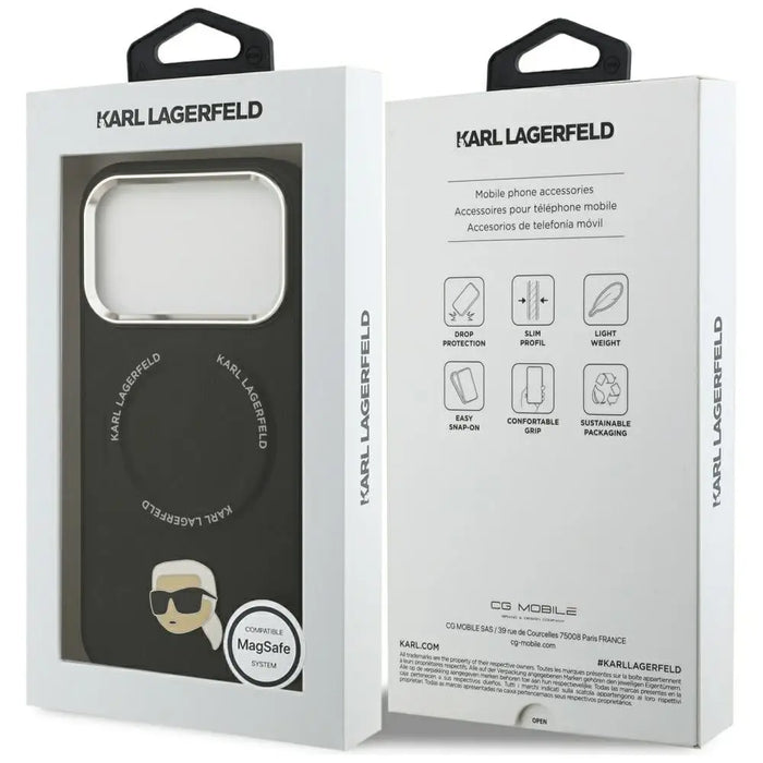 Karl Lagerfeld Karl Pin MagSafe Case for iPhone 17 Pro Max - Black - Cell phone cases and covers<<<HurtelXML
