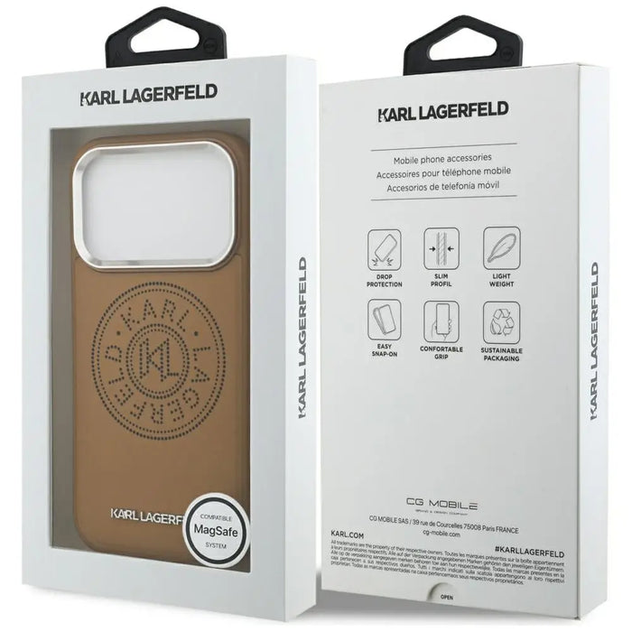 Karl Lagerfeld Point & Metal Logo MagSafe Case for iPhone 17 Pro Max - Brown - Cell phone cases and covers<<<HurtelXML