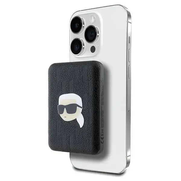 Karl Lagerfeld Powerbank inductive KLPB5FPGKSKIHK 16W 5000mAh black/black Karl Head Pin MagSafe - Powerbanks<<<HurtelXML