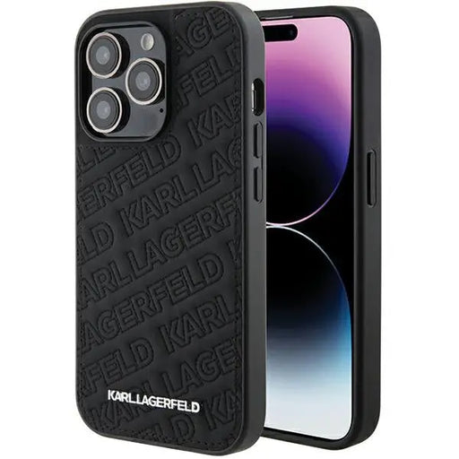 Karl Lagerfeld Quilted K Pattern iPhone 15 Pro Case - Black - Cell phone cases and covers<<<HurtelXML