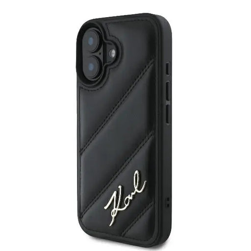 Karl Lagerfeld Quilted Signature iPhone 16 Plus Case - Black - Cell phone cases and covers<<<HurtelXML