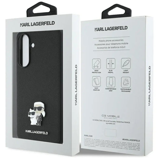 Karl Lagerfeld Saffiano Case w/ K&C Metal Logo for Samsung Galaxy A36 - Black - Cell phone cases and covers<<<HurtelXML