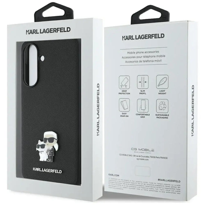 Karl Lagerfeld Saffiano Case w/ K&C Metal Logo for Samsung Galaxy A56 - Black - Cell phone cases and covers<<<HurtelXML