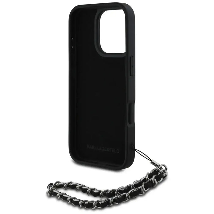 Karl Lagerfeld Saffiano Crystals w/Chain iPhone 16 Pro Max Case - Black - Cell phone cases and covers<<<HurtelXML