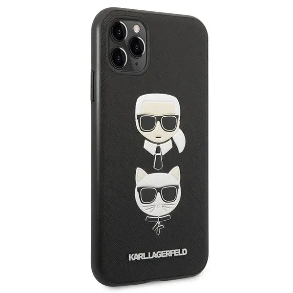 Karl Lagerfeld Saffiano Karl&Choupette Head Case for iPhone 11 Pro 5.8’’ - Black - Cell phone cases