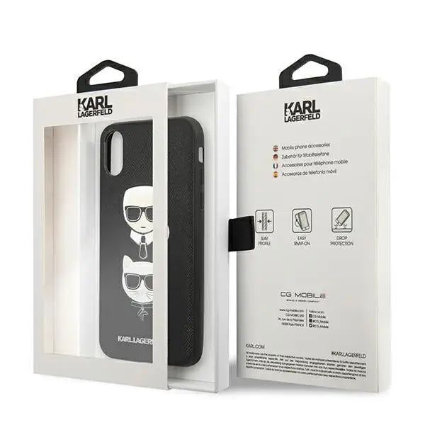 Karl Lagerfeld Saffiano Karl&Choupette Head case for iPhone X/XS - black - Cell phone cases and covers<<<HurtelXML