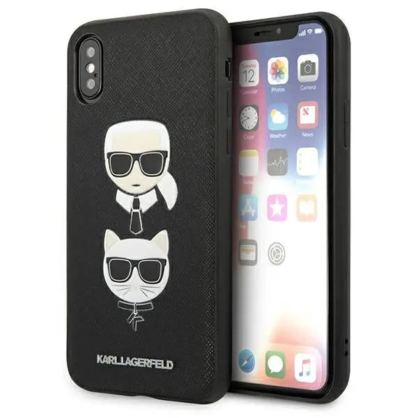 Karl Lagerfeld Saffiano Karl&Choupette Head case for iPhone X/XS - black - Cell phone cases and covers<<<HurtelXML