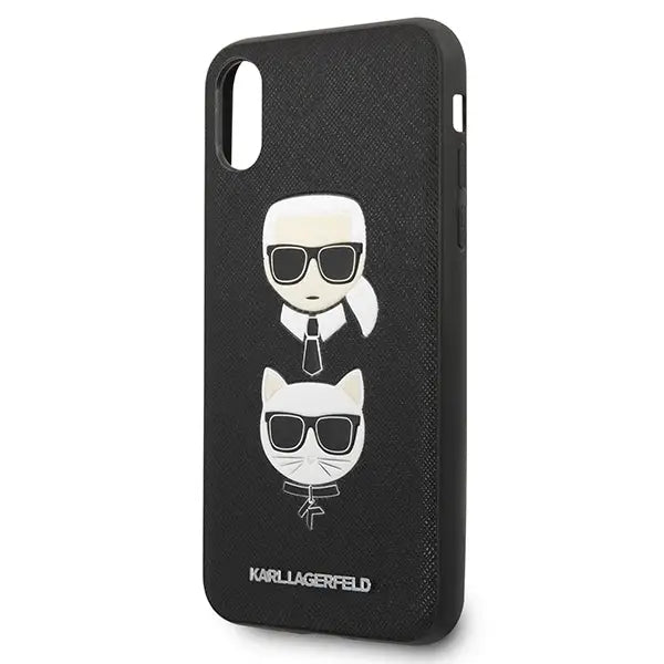 Karl Lagerfeld Saffiano Karl&Choupette Head case for iPhone X/XS - black - Cell phone cases and covers<<<HurtelXML