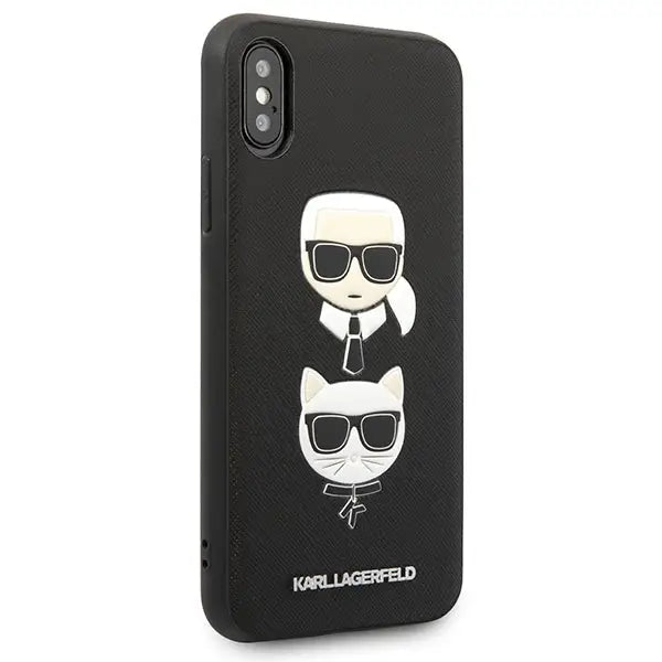 Karl Lagerfeld Saffiano Karl&Choupette Head case for iPhone X/XS - black - Cell phone cases and covers<<<HurtelXML