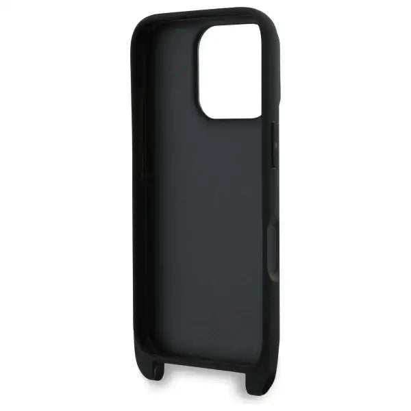 Karl Lagerfeld Saffiano Karl&Choupette Metal Pin CBDY Strap iPhone 16 Pro Max Case - Black - Cell phone cases