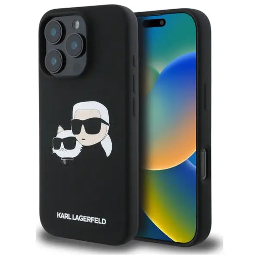 Karl Lagerfeld Silicone Case Heads Print MagSafe for iPhone 16 Pro Max - Black - Cell phone cases and covers<<<HurtelXML