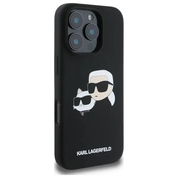 Karl Lagerfeld Silicone Case Heads Print MagSafe for iPhone 16 Pro Max - Black - Cell phone cases and covers<<<HurtelXML