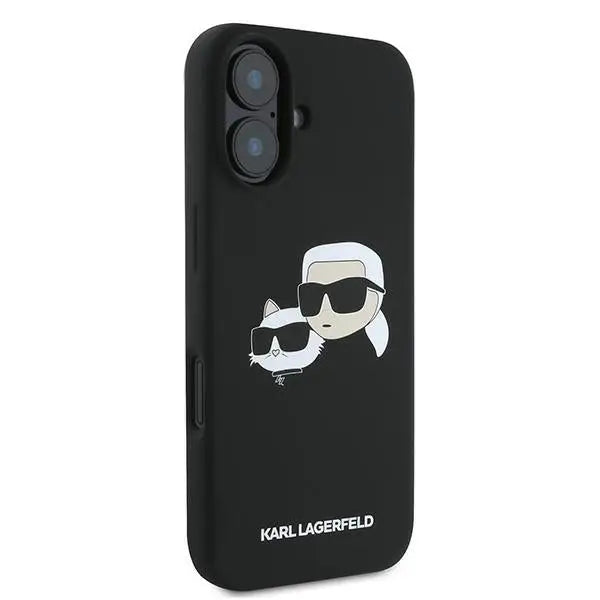 Karl Lagerfeld Silicone Case Nauble Heads Print MagSafe for iPhone 16 Plus - Black - Cell phone cases