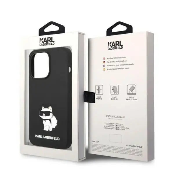 Karl Lagerfeld Silicone Choupette case for iPhone 14 Pro Max - black - Cell phone cases and covers<<<HurtelXML