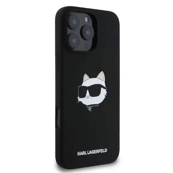 Karl Lagerfeld Silicone Choupette Head Print MagSafe case for iPhone 16 Pro Max - black - Cell phone cases