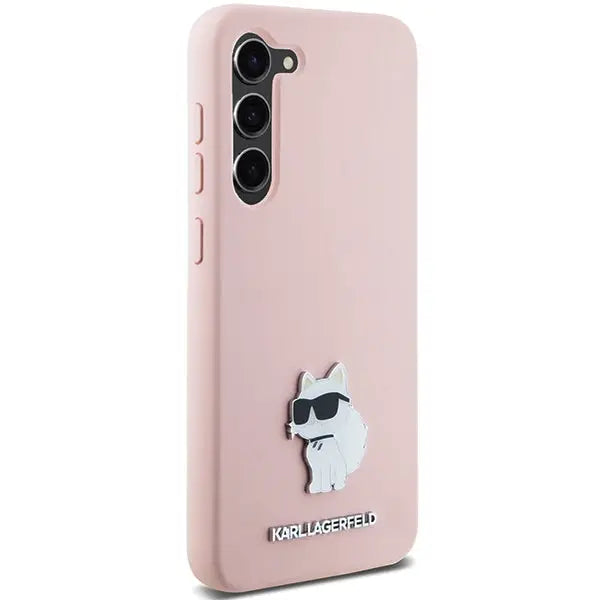 Karl Lagerfeld Silicone Choupette Metal Pin case for Samsung Galaxy S24+ - pink - Cell phone cases