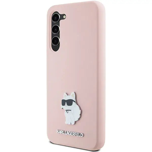 Karl Lagerfeld Silicone Choupette Metal Pin case for Samsung Galaxy S24+ - pink - Cell phone cases